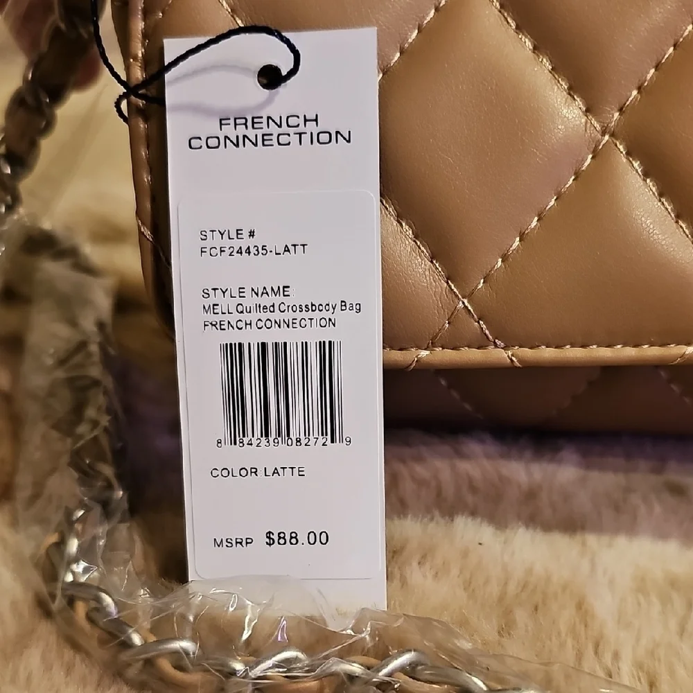 French Connection Beige Quilted Mini Bag - Picture 3 of 13